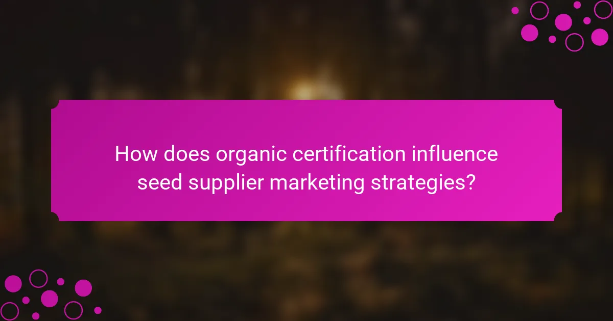 How does organic certification influence seed supplier marketing strategies?