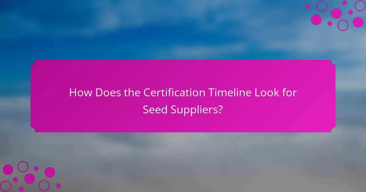 How Does the Certification Timeline Look for Seed Suppliers?