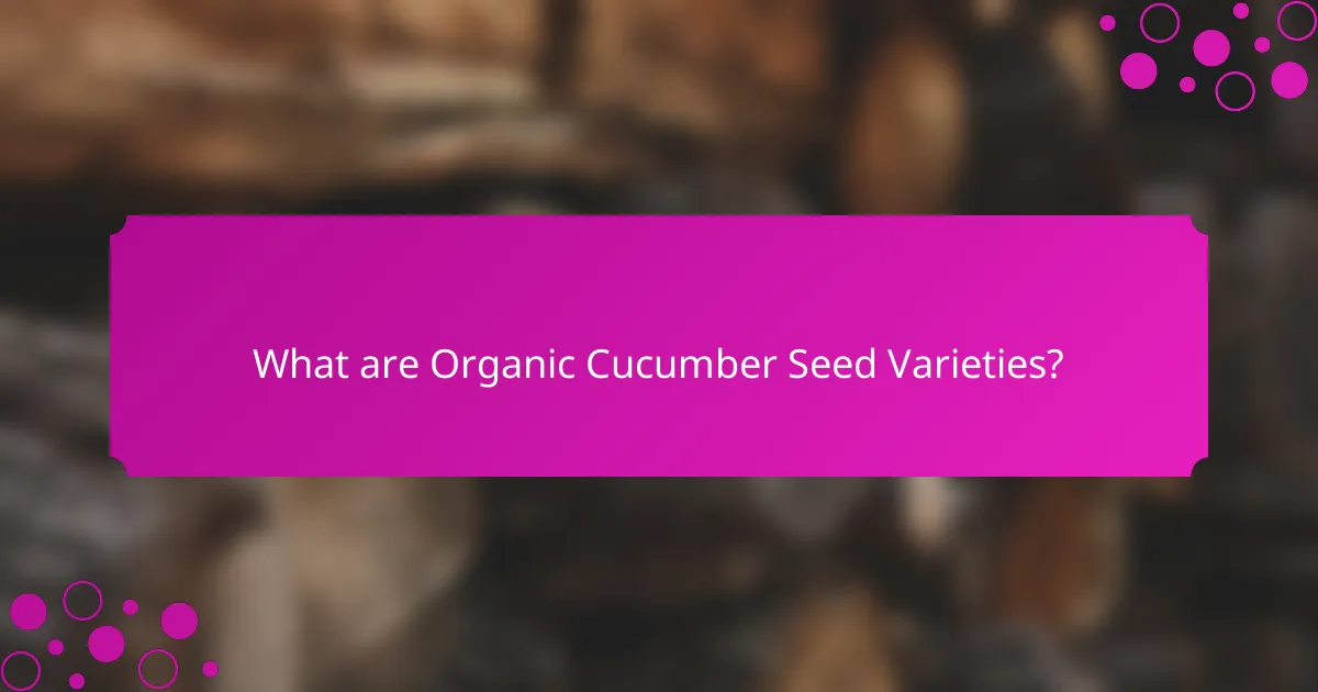 What are Organic Cucumber Seed Varieties?
