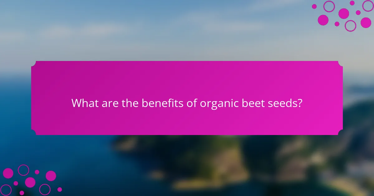 What are the benefits of organic beet seeds?