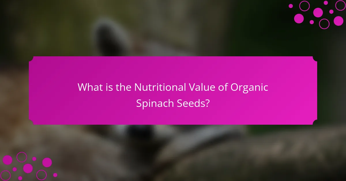 What is the Nutritional Value of Organic Spinach Seeds?