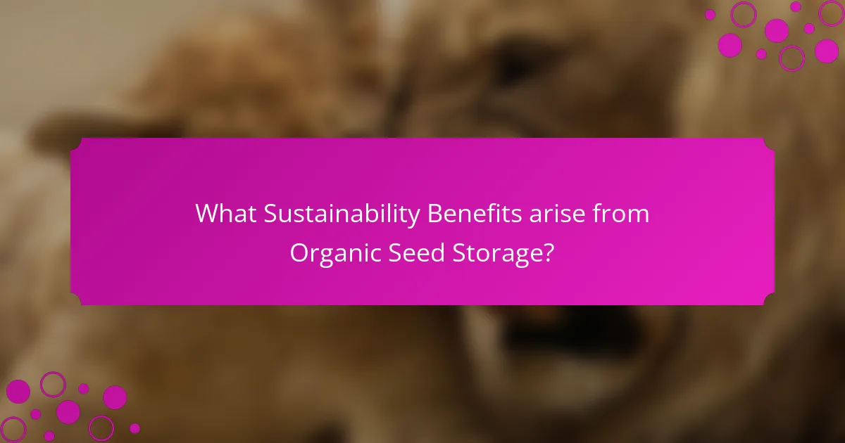 What Sustainability Benefits arise from Organic Seed Storage?